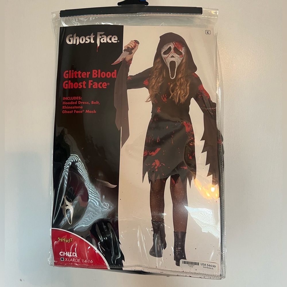 Spirit Glitter Blood Ghost Face Costume - Black and Red